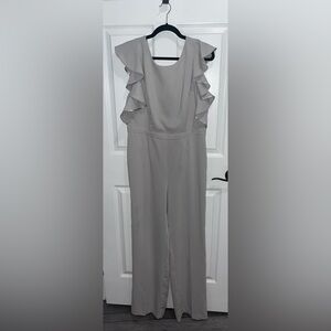 ASOS ruffle gray jumpsuit, size 12, NWT